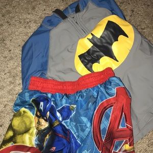 Batman Swim shirt & avenger swim shorts